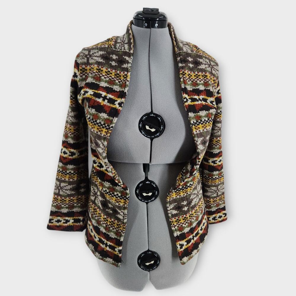 Energe World Wear Cardigan Women's S Nordic Design Open Front Boho Preppy